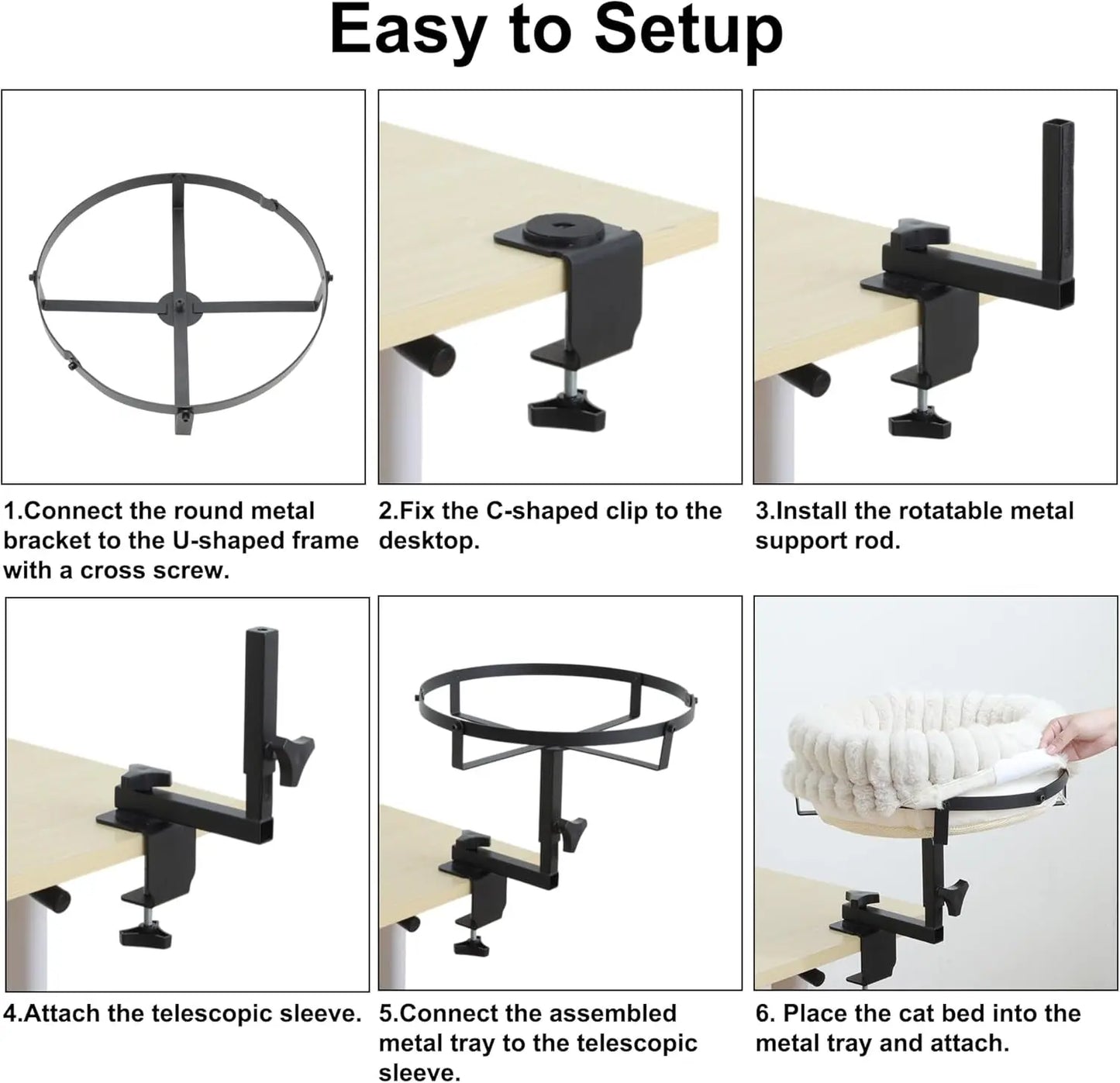 360° Cat Desk Bed – Rotating Adjustable Pet Nest with Soft Mat