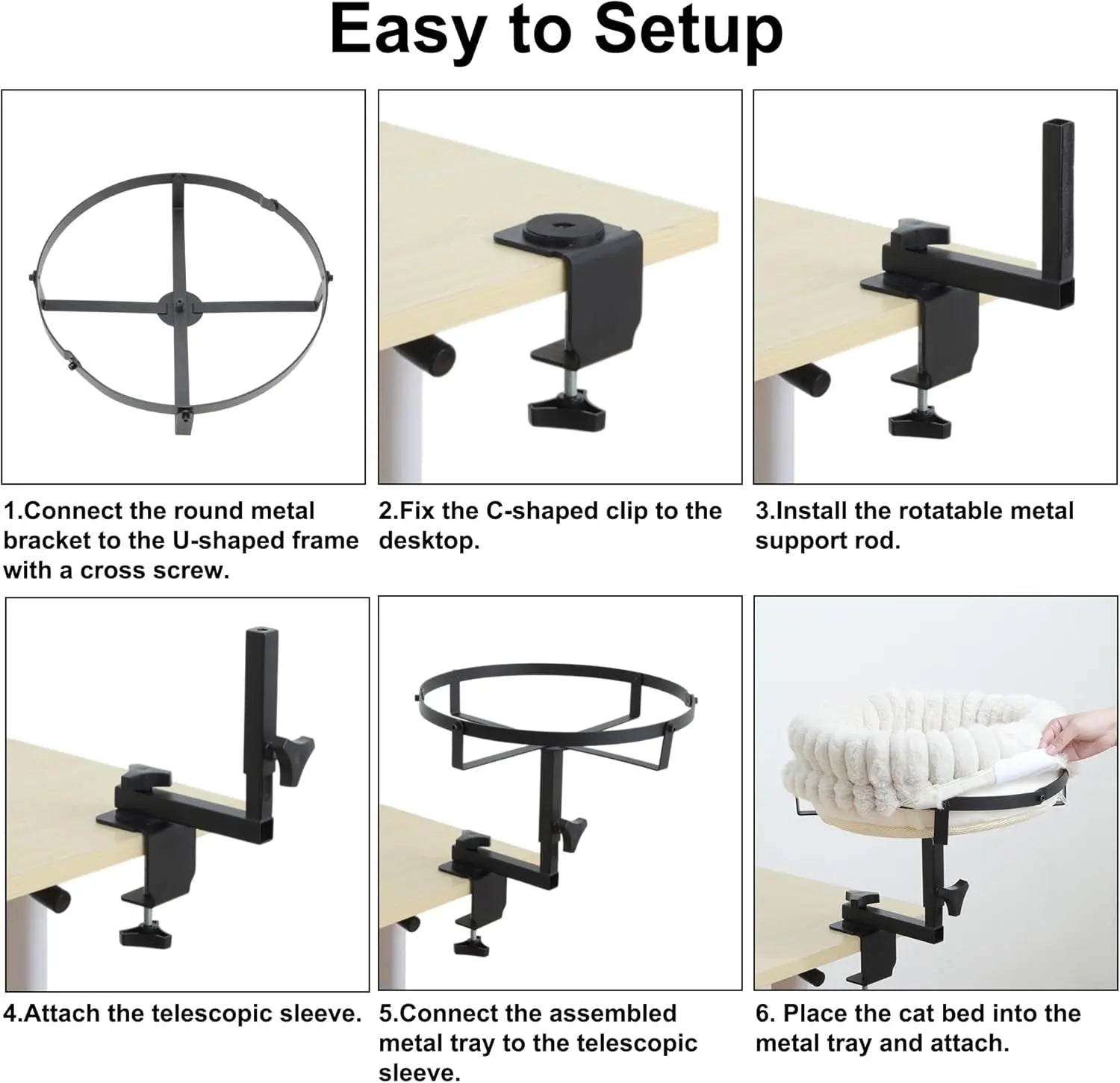 360° Cat Desk Bed – Rotating Adjustable Pet Nest with Soft Mat