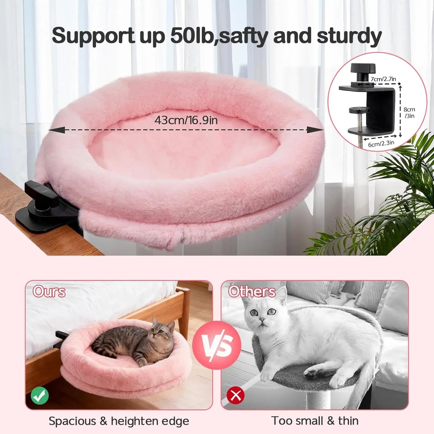 360° Cat Desk Bed with Clamp – Rotating Desktop Hammock for Home Offices