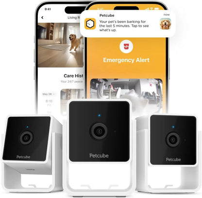 360° Pet Camera with App,1080P HD Video, Two-Way Audio, Night Vision & AI Alerts Cam - Pack Of 3 Cameras