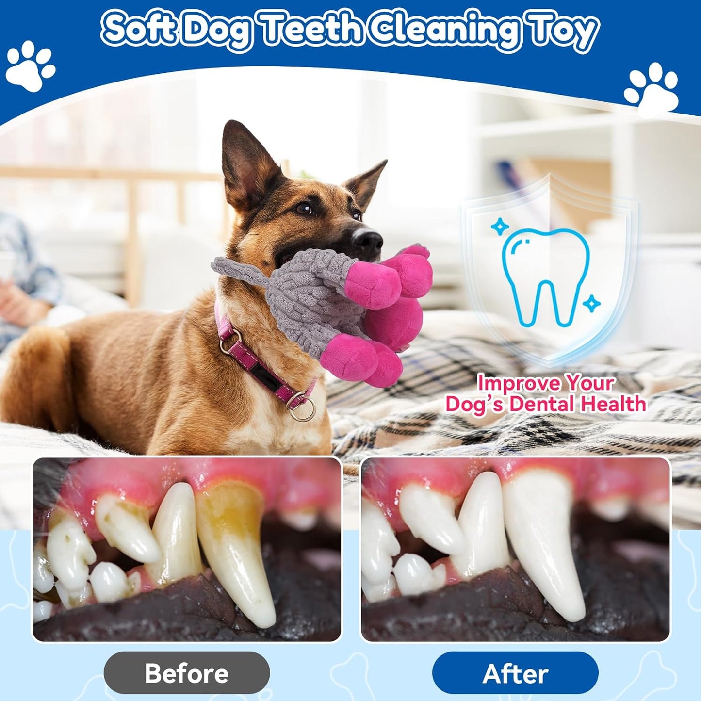 Plush Crinkle Squeaky Dog Toy for Small Medium & Large Dogs – Tough Chew