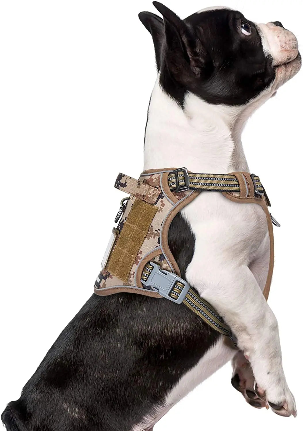 Tactical No Pull Dog Harness Large Dogs Adjustable Reflective Training Vest w/ Handle Desert Camo S(Neck:13-16", Chest:15-23")