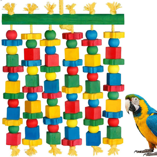 Large Parrot Toy Natural Wood Bird Chew Toy for Macaws Cockatoos