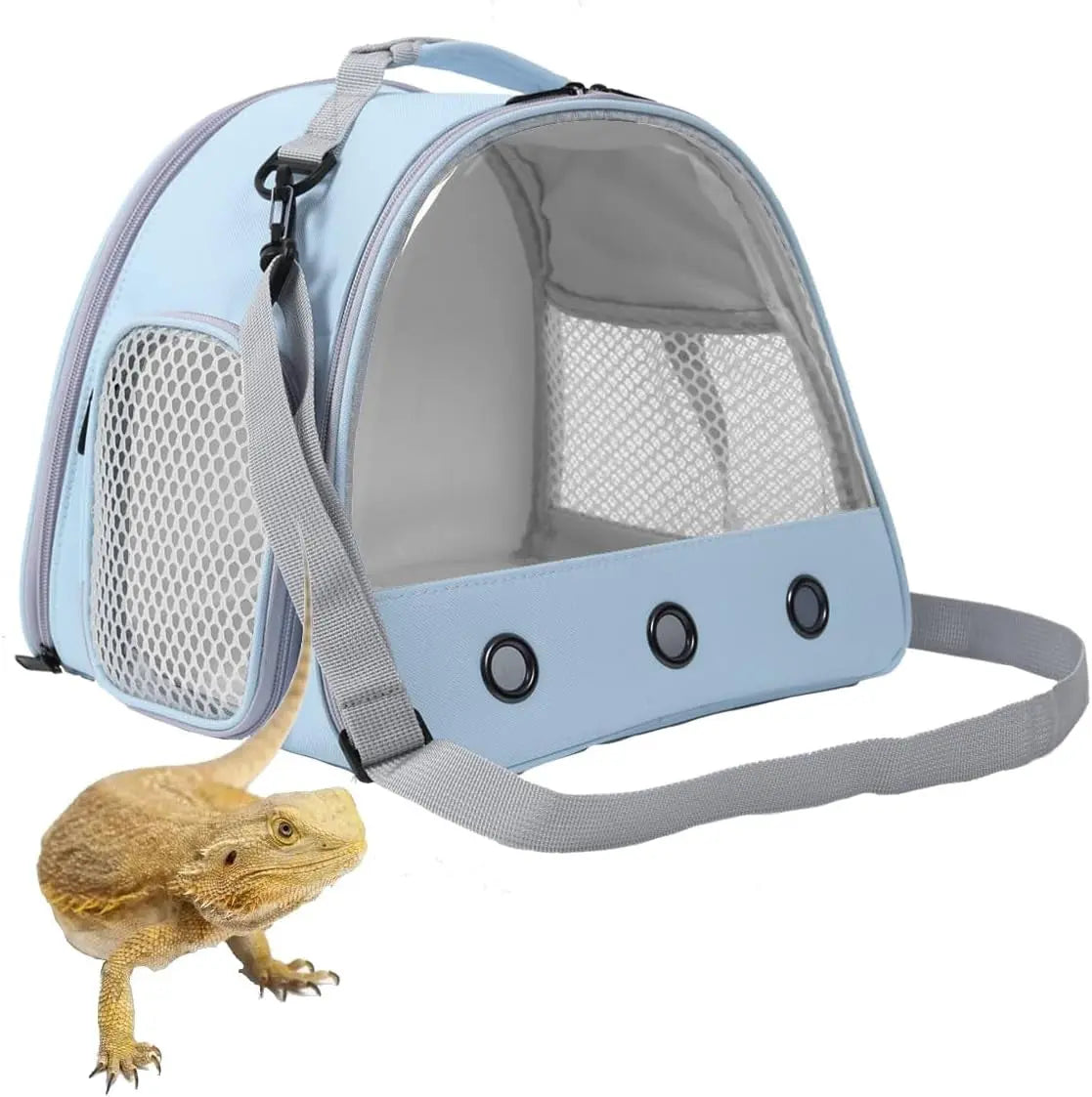 Small Pet Carrier Backpack with Clear Window, Airline Approved Travel Bag for Guinea Pig, Reptile, Hedgehog, Rat & Parrot Blue Carrier