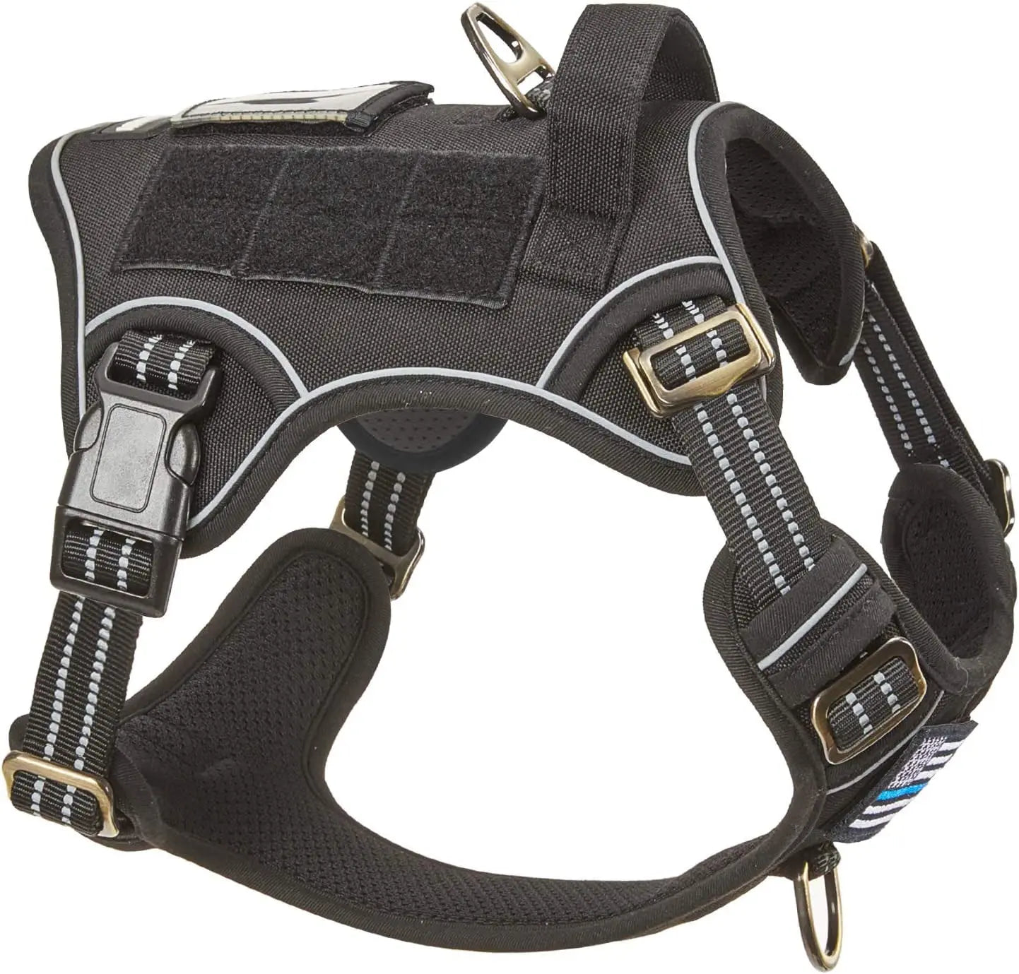 Tactical No Pull Dog Harness Large Dogs Adjustable Reflective Training Vest w/ Handle Black
