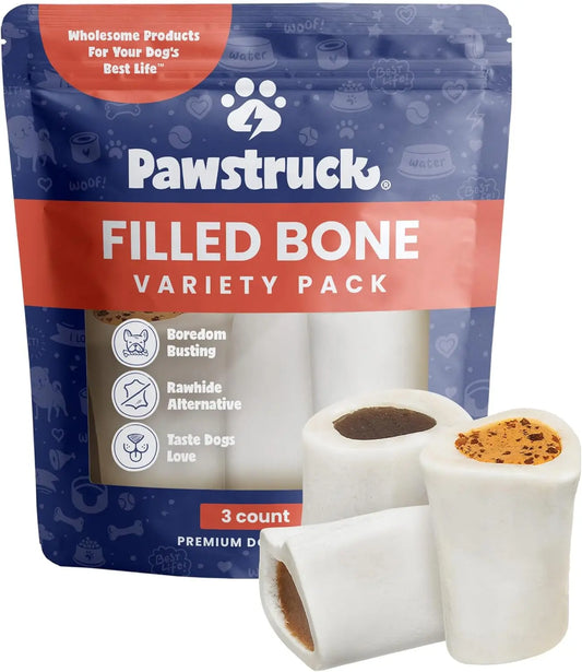 3in Filled Dog Bones Variety 3 Pack USA Made Long Lasting Chews Variety Packs 1.26 Pound (Pack Of 1)