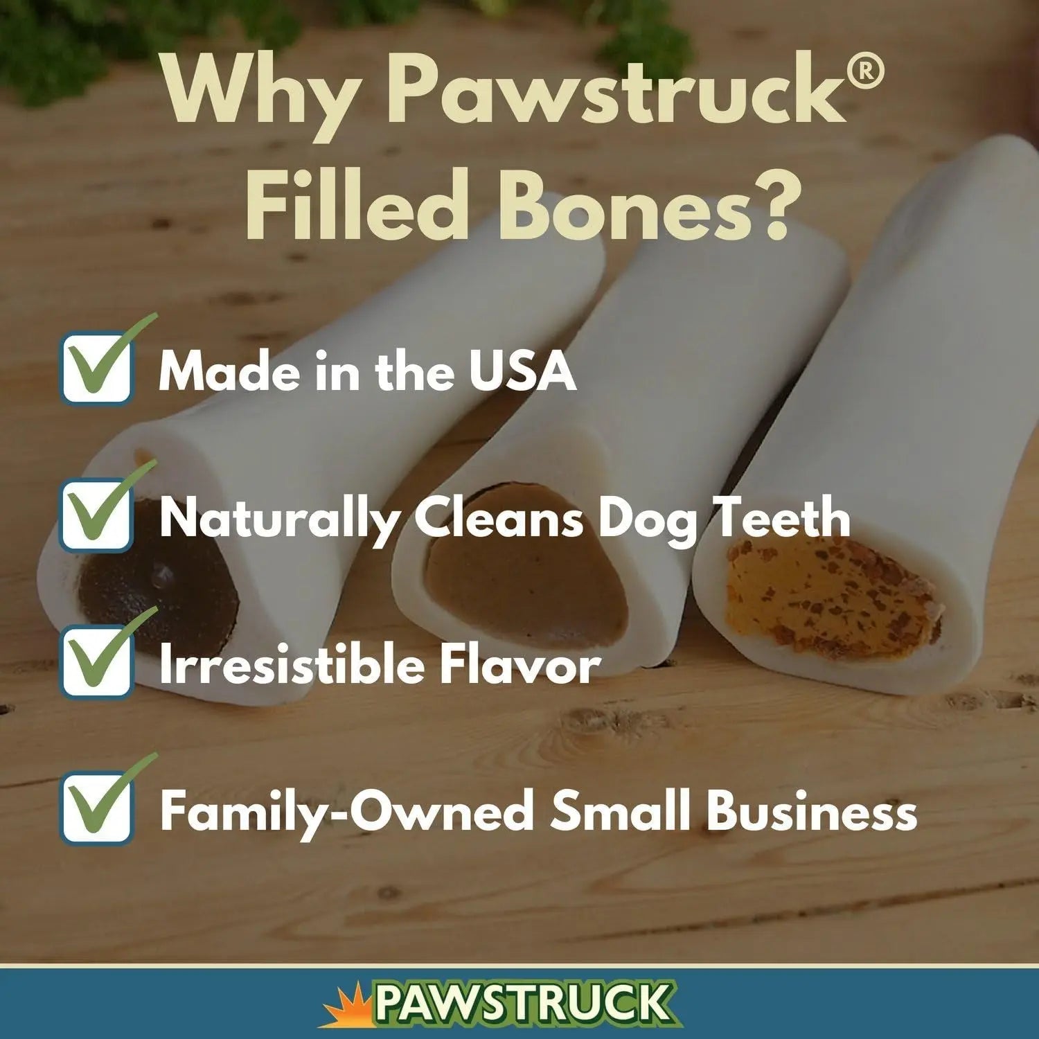 3in Filled Dog Bones Variety 3 Pack USA Made Long Lasting Chews