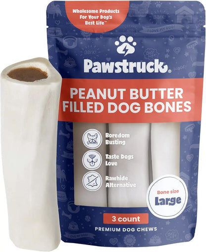 3in Filled Dog Bones Variety 3 Pack USA Made Long Lasting Chews Peanut Butter 3 Pack