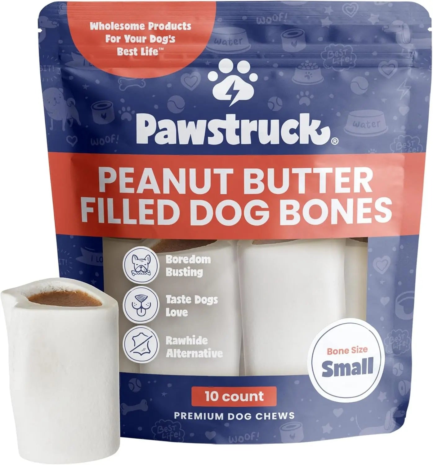 3in Filled Dog Bones Variety 3 Pack USA Made Long Lasting Chews Peanut Butter Filling 4.42 Pound (Pack Of 1) 10 bones
