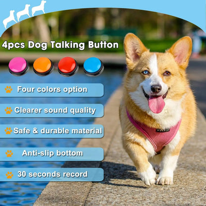 4-Pack Dog Training Voice Buttons – 30s Record & Playback Buttons for Communication