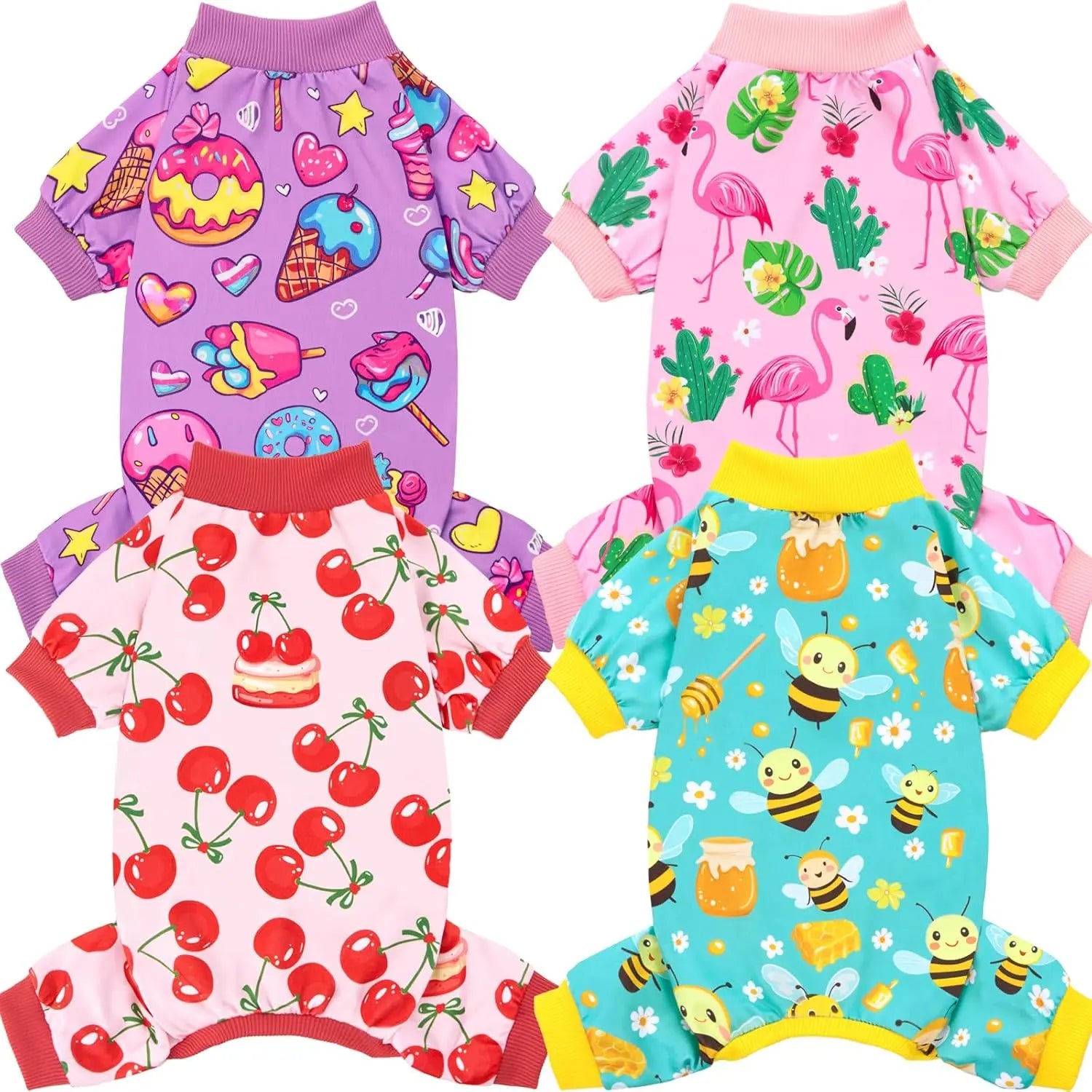 4-Pack Holiday & Christmas Dog Pajamas-for Dogs & Cats Sizes (sizes XS-XXL) Purple,Pink,Red,Green