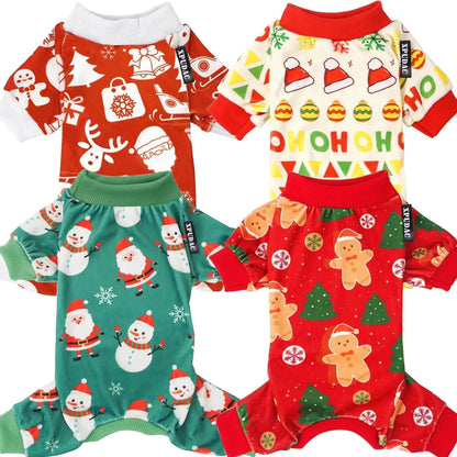 4-Pack Holiday & Christmas Dog Pajamas-for Dogs & Cats Sizes (sizes XS-XXL) Christmas