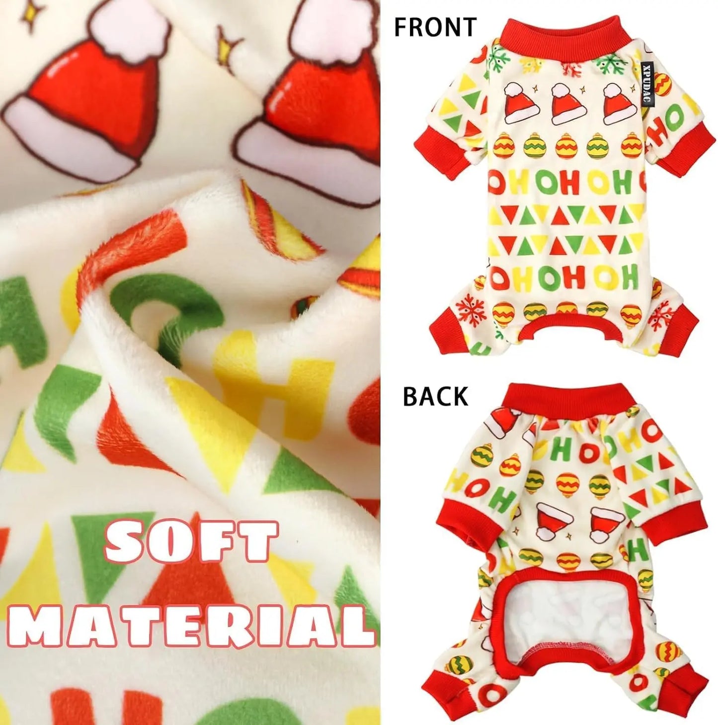 4-Pack Holiday & Christmas Dog Pajamas-for Dogs & Cats Sizes (sizes XS-XXL)