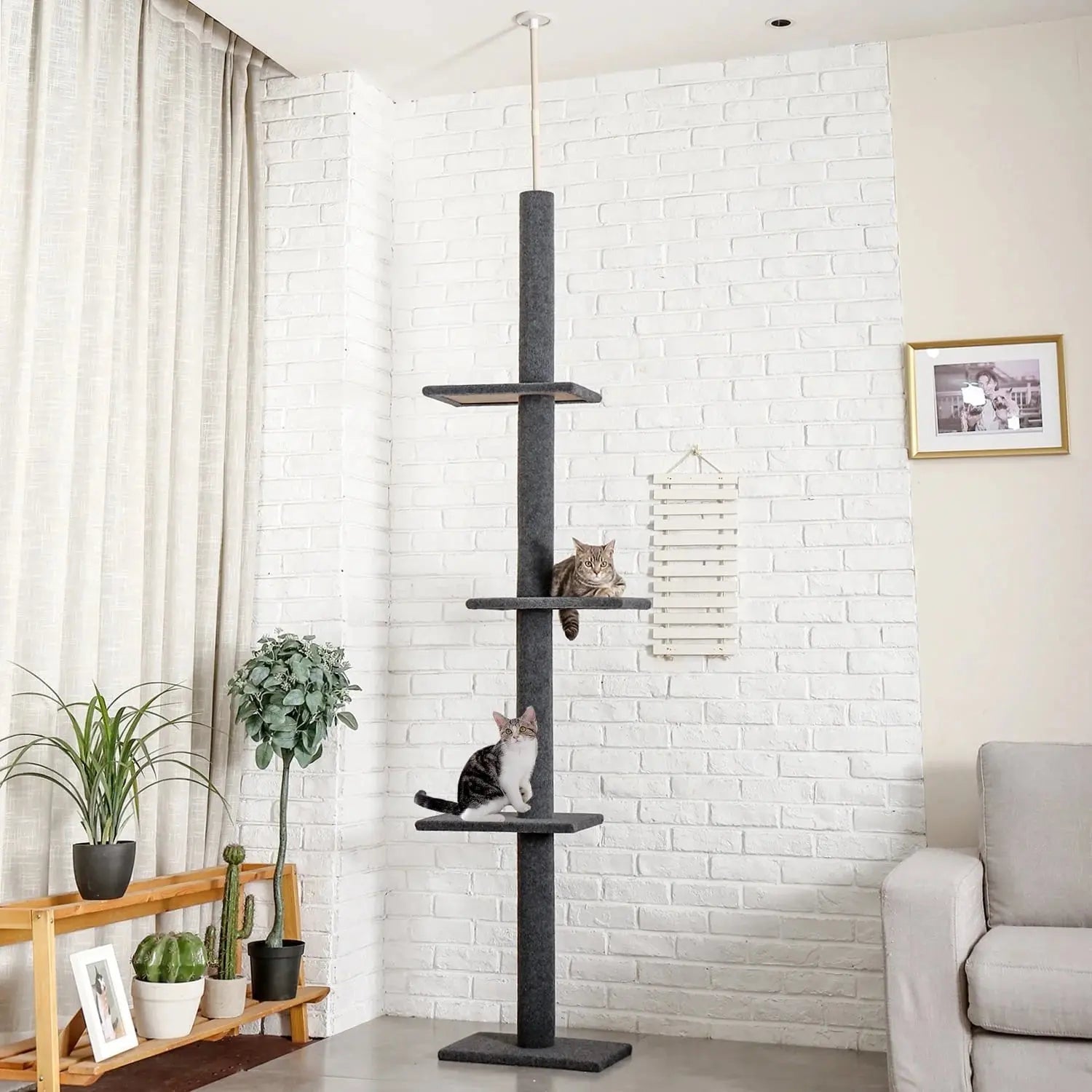 4-Tier Cat Tree Tower – Adjustable 90"-107" Floor-to-Ceiling Activity Center