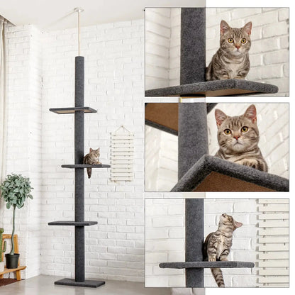 4-Tier Cat Tree Tower – Adjustable 90"-107" Floor-to-Ceiling Activity Center
