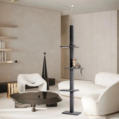 4-Tier Cat Tree Tower – Adjustable 90"-107" Floor-to-Ceiling Activity Center