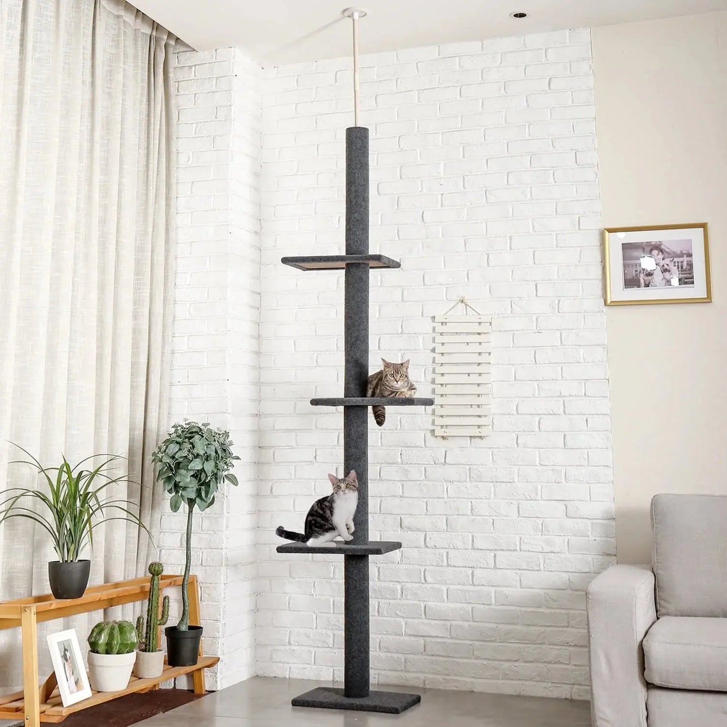 4-Tier Cat Tree Tower – Adjustable 90"-107" Floor-to-Ceiling Activity Center