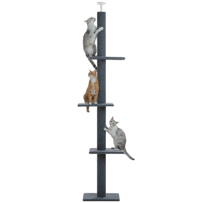 4-Tier Cat Tree Tower – Adjustable 90"-107" Floor-to-Ceiling Activity Center