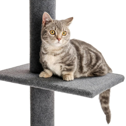 4-Tier Cat Tree Tower – Adjustable 90"-107" Floor-to-Ceiling Activity Center