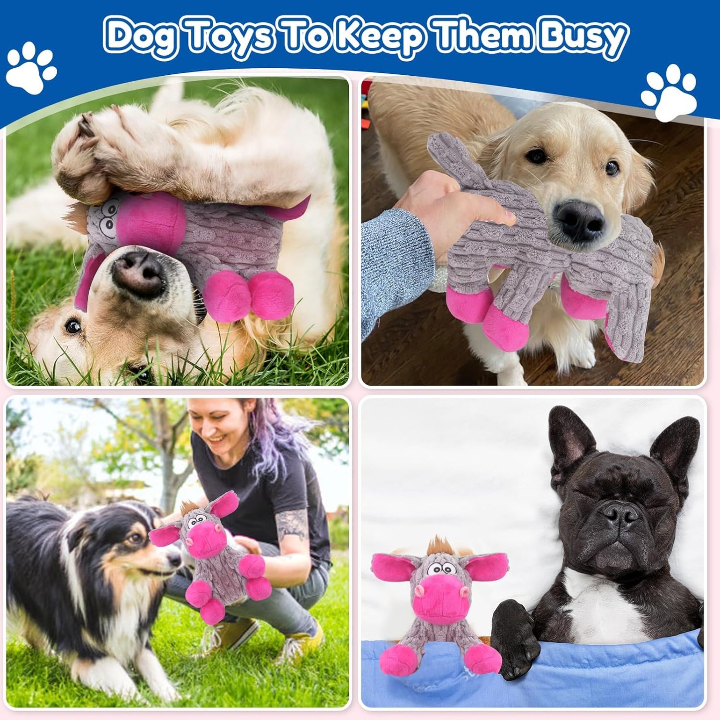 Plush Crinkle Squeaky Dog Toy for Small Medium & Large Dogs – Tough Chew