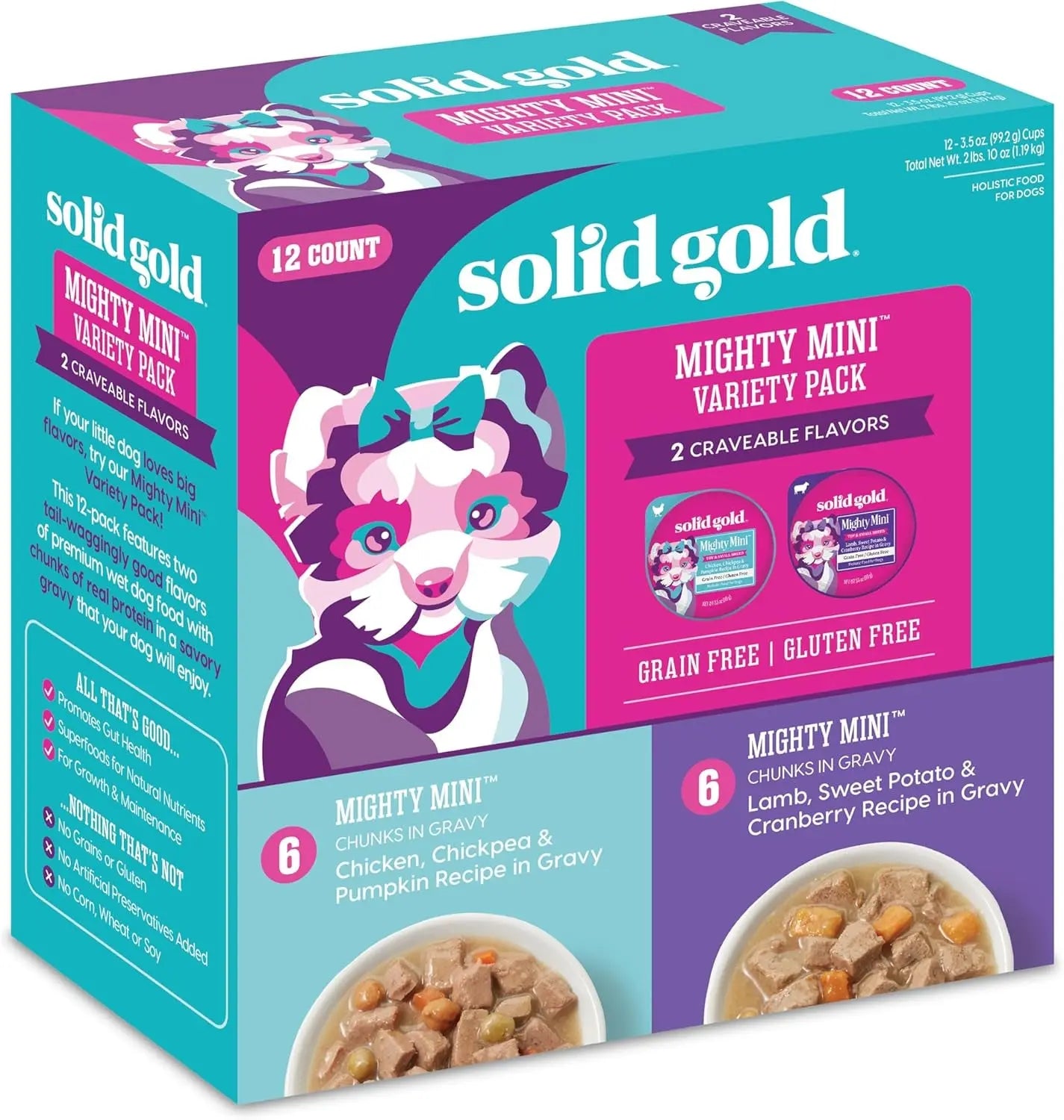 Grain-Free Weight Control & Gut Health Wet Dog Food with Superfoods, 13.2oz Cans Variety 12 Pack