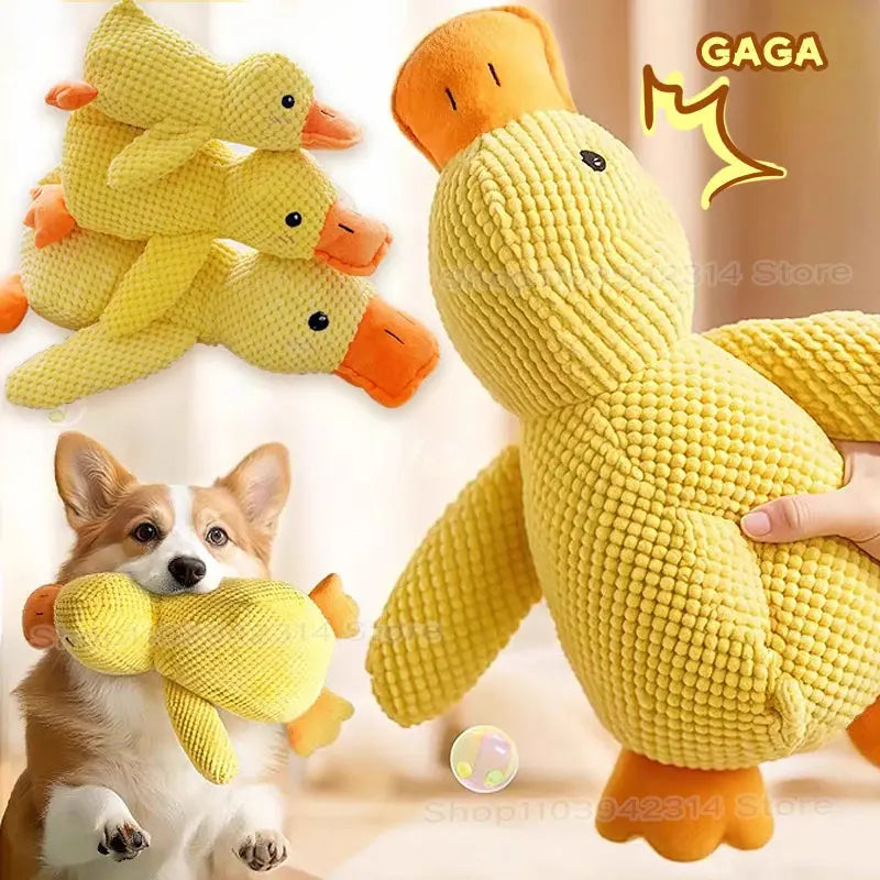 Plush Yellow Duck Pet Toy – Soft, Bite-Resistant, Squeaky Fun for All Sizes