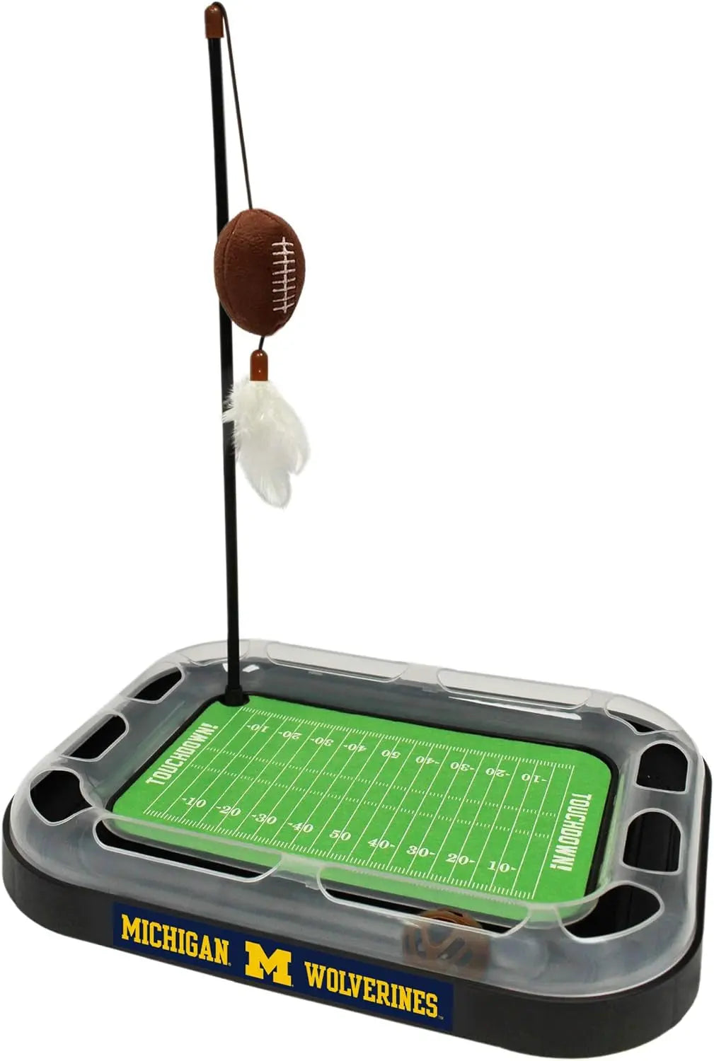 NCAA Cat Scratcher Football Field Toy – With Catnip, Feather & Interactive Ball Michigan Wolverines Football Field