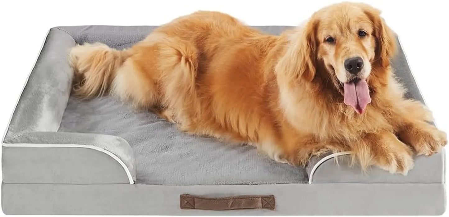 Chester Xx-Large Dog Bed - Orthopedic Memory Foam Mattress, Calming Couch Bed, Wall Rim Pillow, Water Resistant Liner, Washable Cover, Non-Slip Bottom