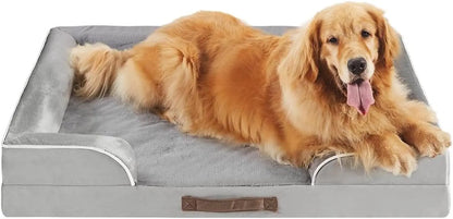 Chester Xx-Large Dog Bed - Orthopedic Memory Foam Mattress, Calming Couch Bed, Wall Rim Pillow, Water Resistant Liner, Washable Cover, Non-Slip Bottom