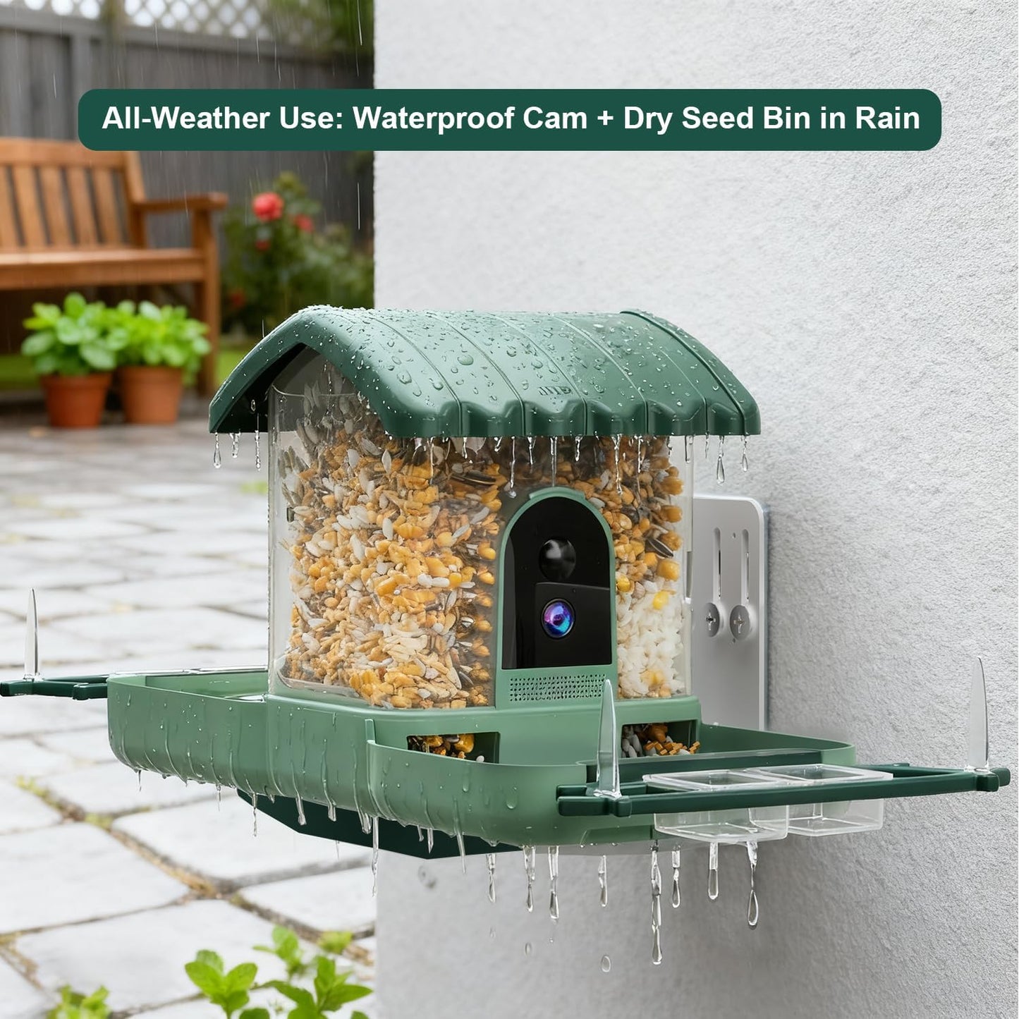 2-in-1 Smart Bird Feeder & Bath Camera, Dual 2K HD, Solar & AI Bird ID