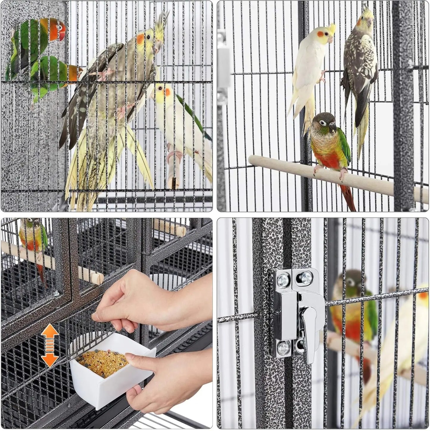 Large Stackable Divided Breeding Bird Cage (41.5") with Rolling Stand - Perfect for Cockatiels, Lovebirds & Budgies