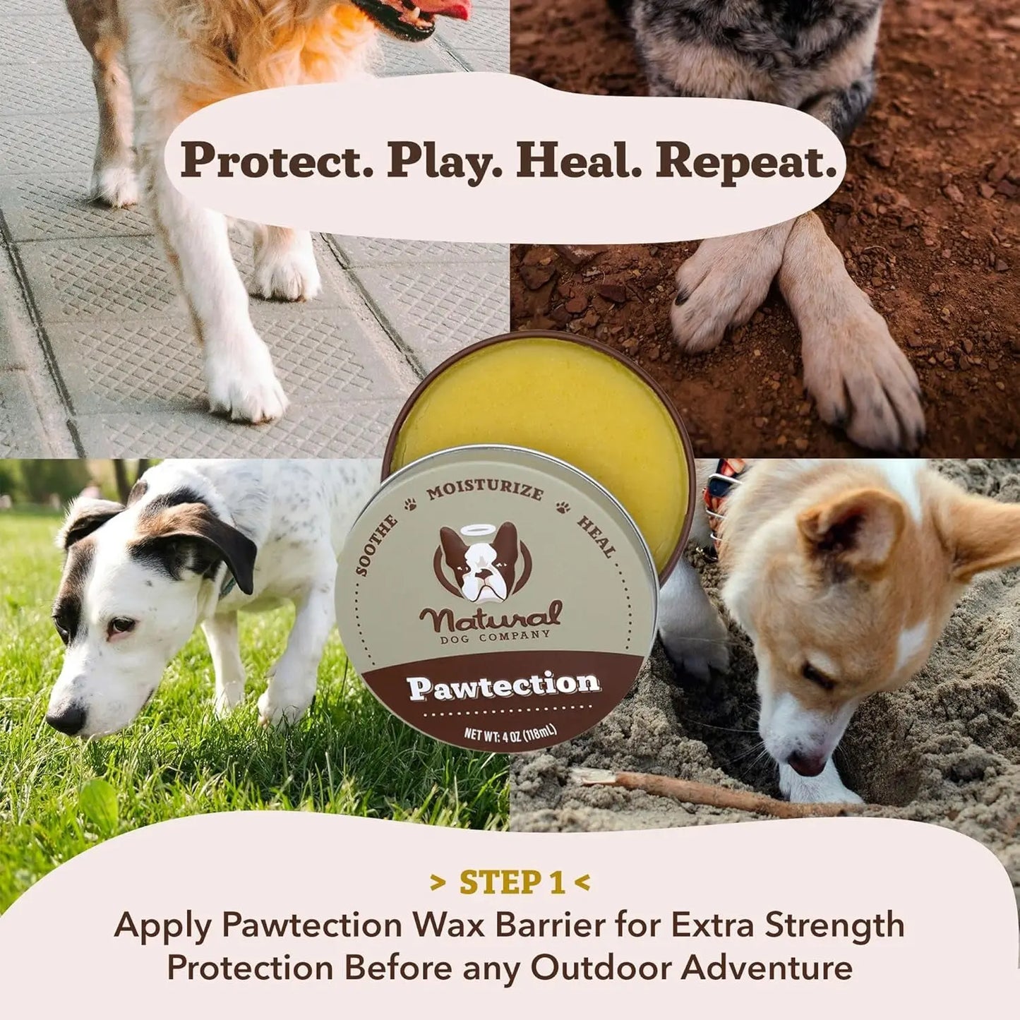Natural Dog Paw Balm Moisturizer – Heals & Protects Dry, Cracked Pads, Restores Comfort & Softness