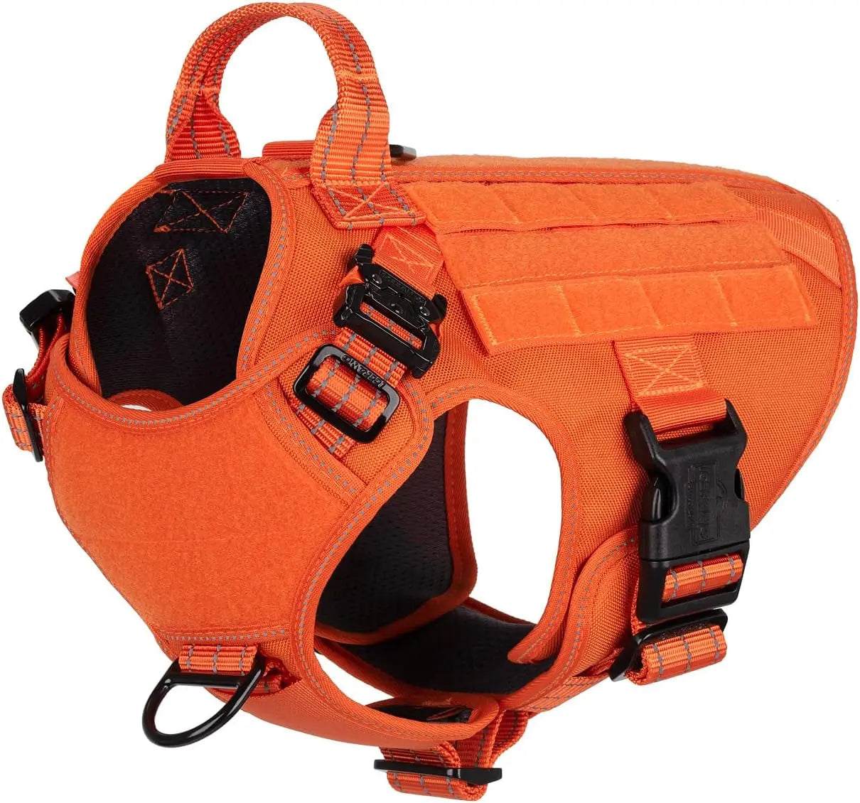 No-Pull Tactical Dog Harness with Handle – 2X Metal Buckles, Adjustable Vest with Hook & Loop Panels (All Sizes) Orange Medium (Pack Of 1)