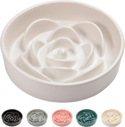 Elevated Ceramic Slow Feeder Dog Bowl 8.6in Heavy Weighted (various colors) Upgraded White Slow Feeder