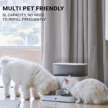 Double Automatic Pet Feeder, Two-Way Splitter and Double Bowls for Cats and Dogs
