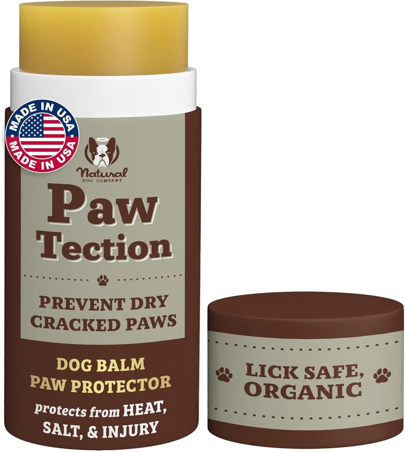 Natural Dog Paw Balm Moisturizer – Heals & Protects Dry, Cracked Pads, Restores Comfort & Softness Pawtection Stick - 2 Oz.