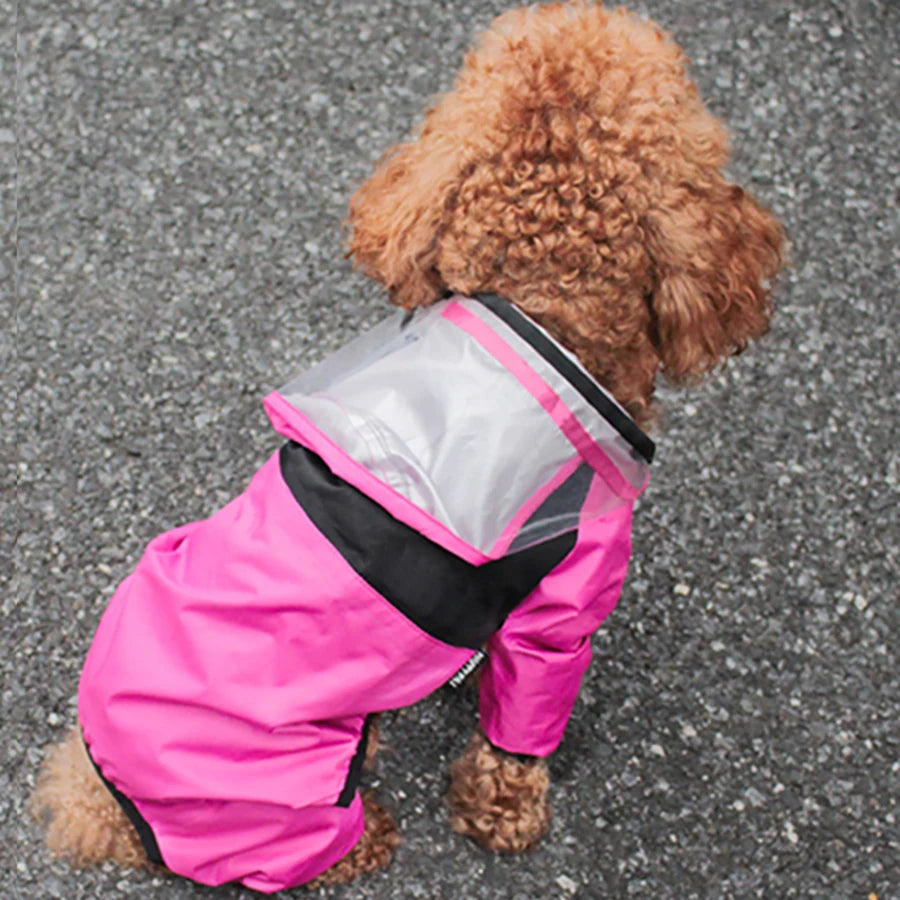 Waterproof Dog Raincoat Jacket | The Dog Face Hooded Pet Coat Jumpsuit Pink