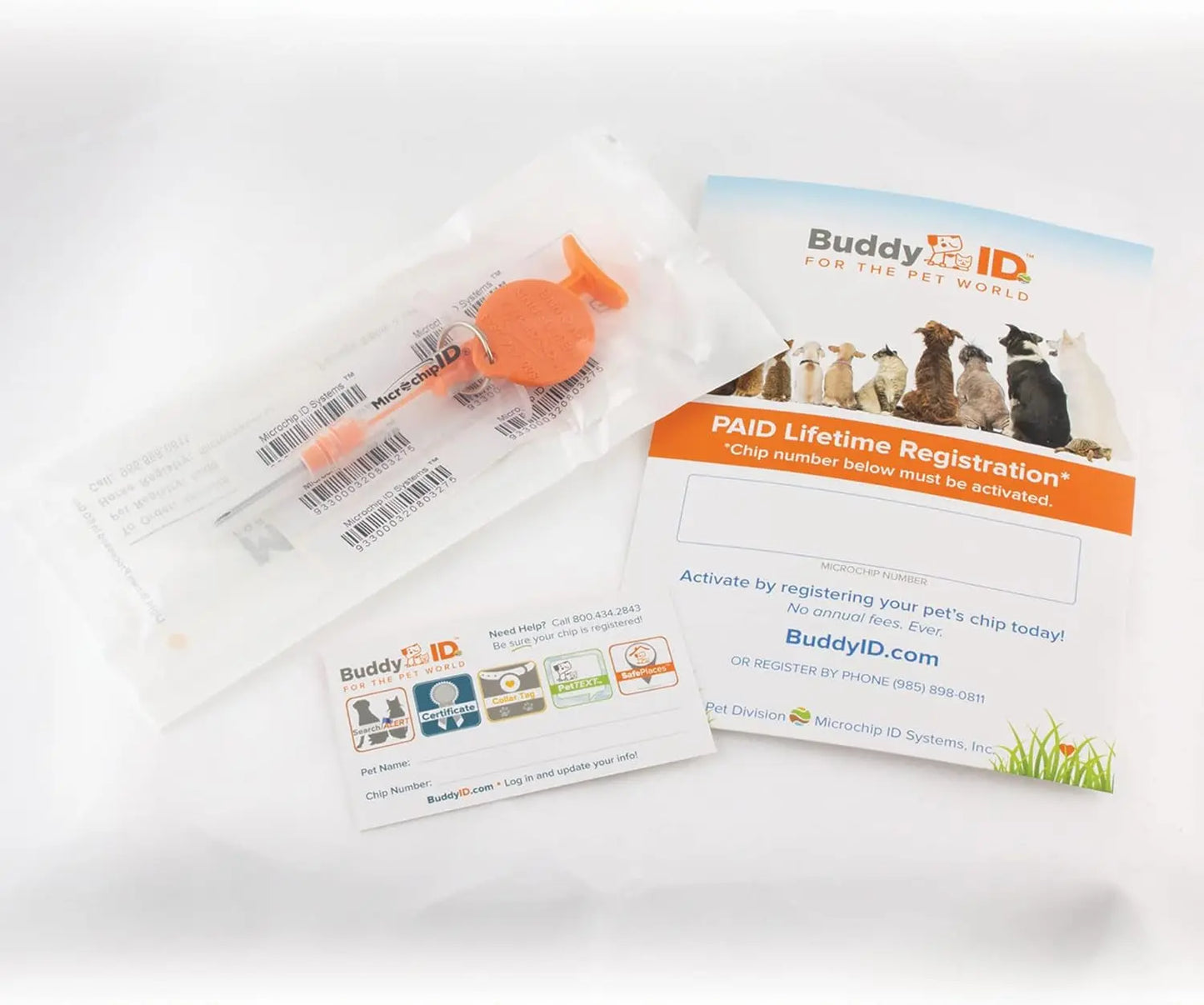 5 Pack ISO Pet Microchip + Lifetime Registration Universal Dog Cat ID Kit