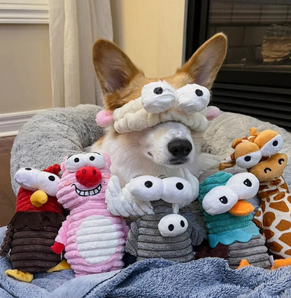 5-Pack Squeaky Dog Toys, Durable Plush Critter Set for Small to Large Dogs