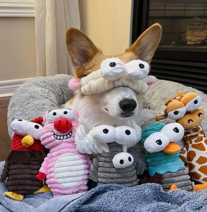 5-Pack Squeaky Dog Toys, Durable Plush Critter Set for Small to Large Dogs