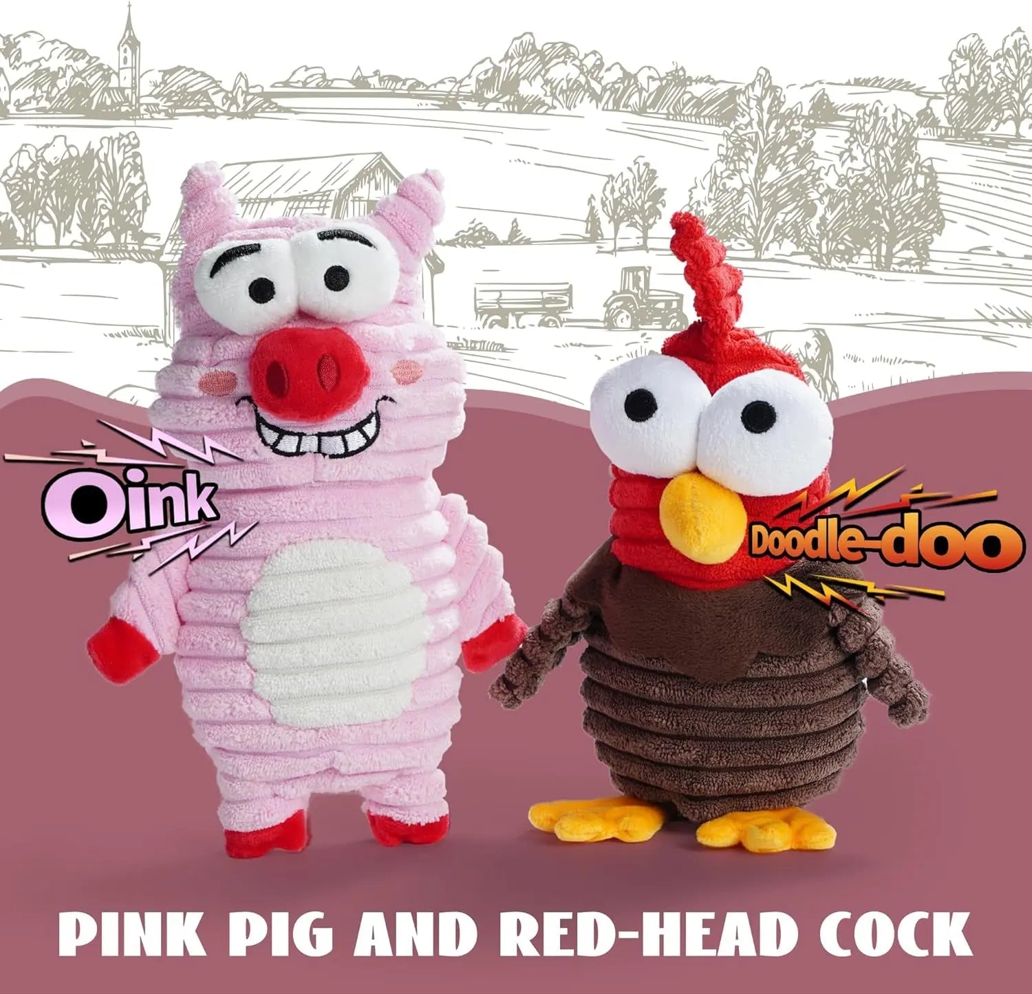 5-Pack Squeaky Dog Toys, Durable Plush Critter Set for Small to Large Dogs