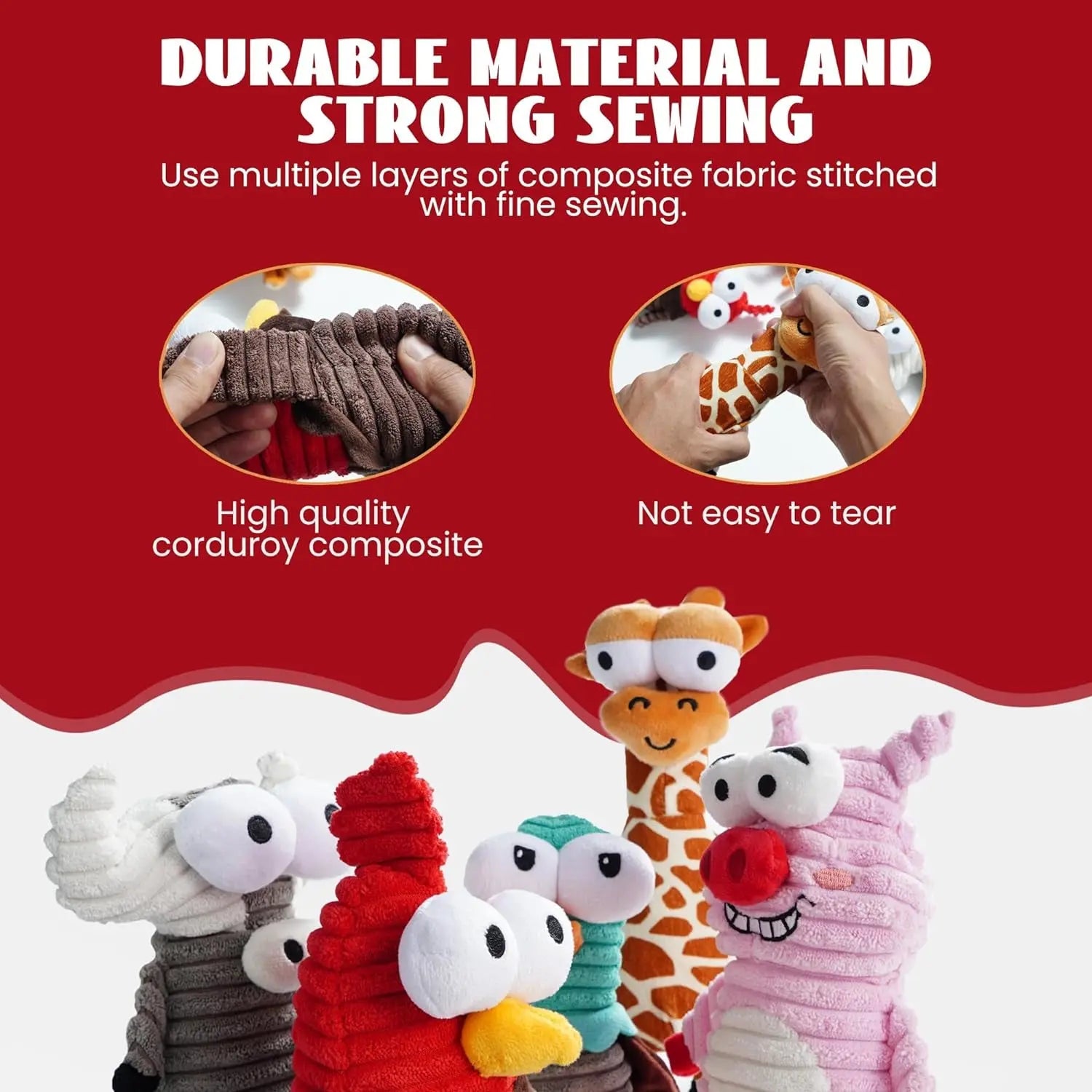 5-Pack Squeaky Dog Toys, Durable Plush Critter Set for Small to Large Dogs