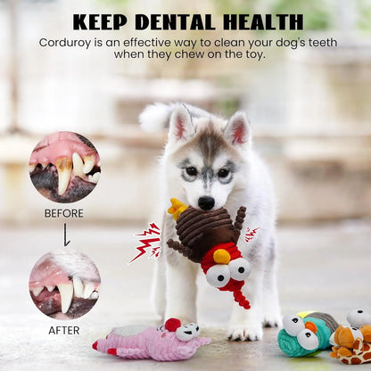 5-Pack Squeaky Dog Toys, Durable Plush Critter Set for Small to Large Dogs