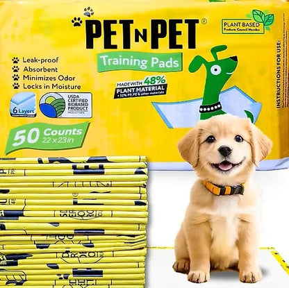 50 Count Dog Pee Pads–48% Plant-Based, Leak-Proof, Unscented Puppy Training Pads