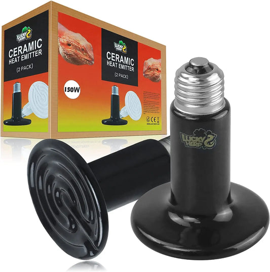 50W- 150W Ceramic Heat Emitter Bulbs (2-Pack) – No-Light Heater 150 Watts