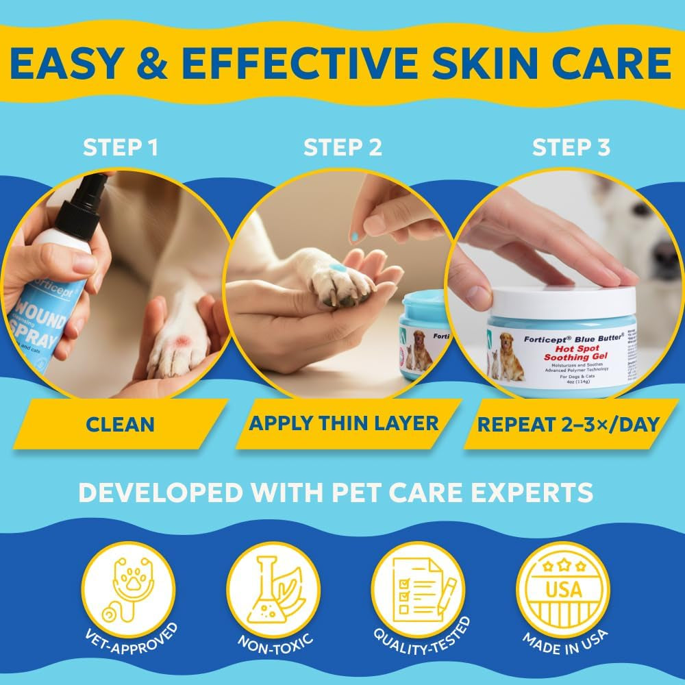 Forticept Blue Butter Hot Spot Gel for Dogs & Cats, Veterinary Skin Care 4 oz