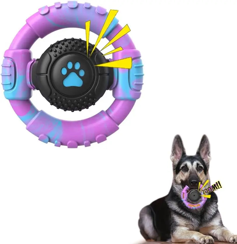 Interactive Tough Dog Chew Toy for Aggressive Chewers, Durable Squeaky Nylon & Rubber Toys for All Breeds