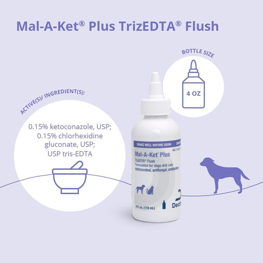 Mal-A-Ket TrizEDTA Flush for Dogs Cats Ear Skin Cleanser 4oz