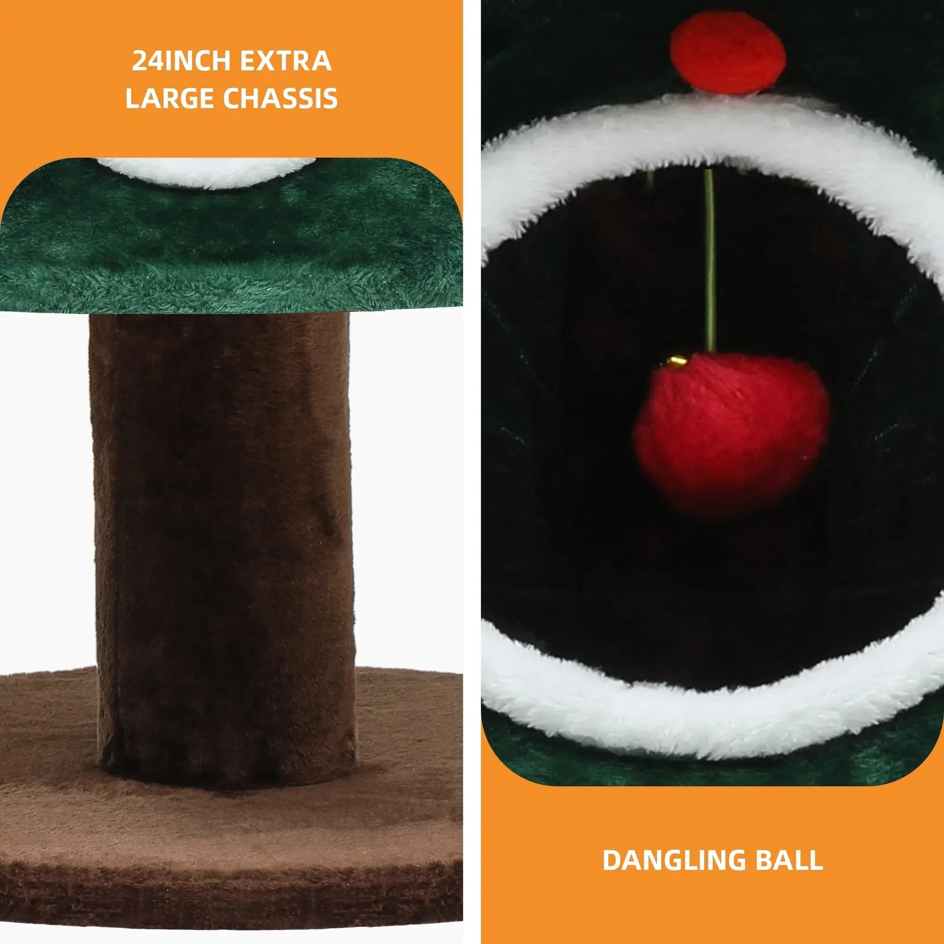 52" Christmas Cat Tree Tower with 2 Beds, Teaser Toys & Holiday Décor