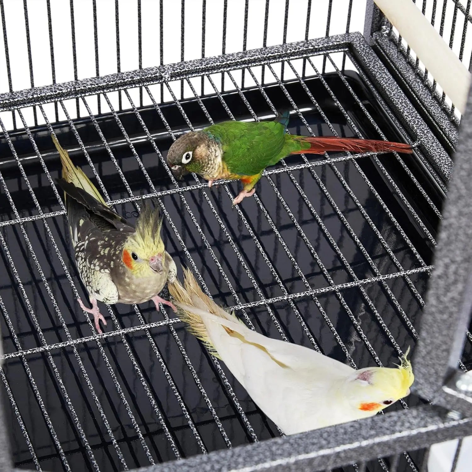 Large Stackable Divided Breeding Bird Cage (41.5") with Rolling Stand - Perfect for Cockatiels, Lovebirds & Budgies